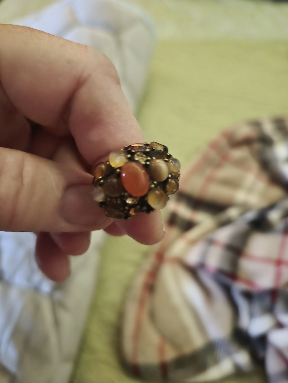Vintage AVON Gold-Tone Citrine & Amber Cluster Ring - Women's Jewelry